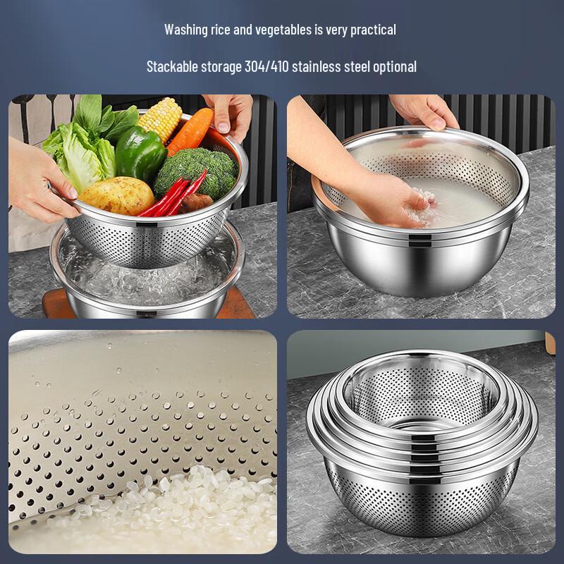 Xihe 304 Stainless Steel Kitchen Drain & Rice Washing Set