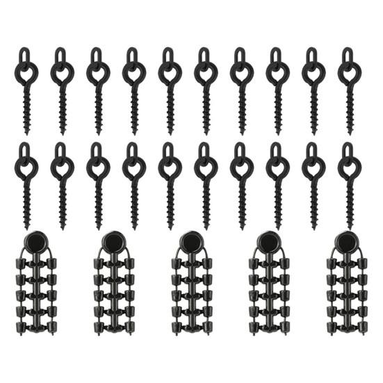 70Pcs/Set Carp Fishing Accessories Set with Storage Box Portable Round Oval Ring Screws Swivels Black Blocking Beans Carp Fishing Gear Equipment Kit