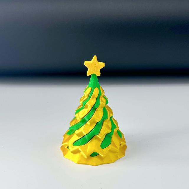3D Printed Spiral Cone Christmas Ornament - Small Funny Passthrough Fidget Toy, Festive Xmas Gift for Family