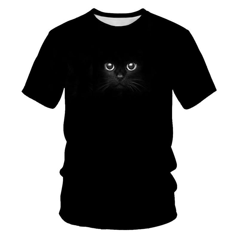 Summer Trendy Animal Cat Round Neck Short Sleeved 3D Digital Printed Men's Short Sleeved T-shirt