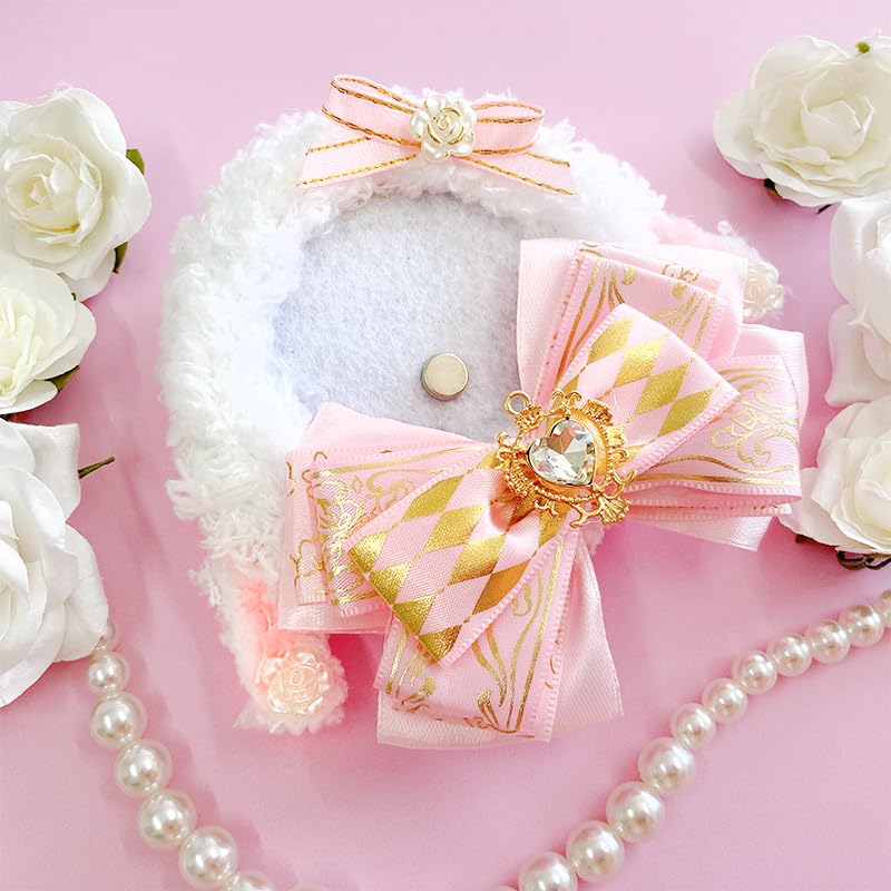 G-Trigger Fluffy Drop Ear Rosette, Rabbit, Otaku Ribbon Decoration, 57mm58mm, Pink, for Can Badges