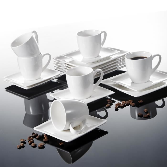 Malacasa Monica Series 18pcs Porcelain Coffee Set 6 Cups 6 Saucers 6 Dessert Plates