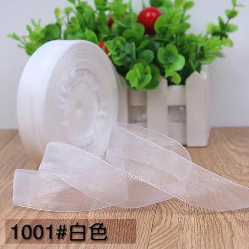 50yards 25mm Organza Chiffon Ribbons Wedding Party Decoration Handmade Ribbon Gift Wrapping Hair Hat Bows DIY Cloth Accessory