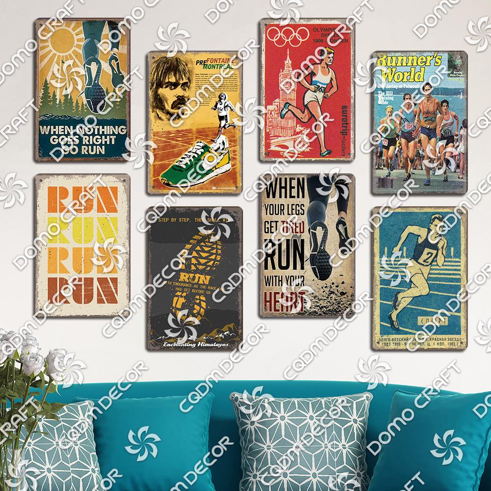 Run Race Poster Metal Plate Runner Run With Your Heart Running Shoes Metal Tin Signs Retro Wall Decor Club Gym Living Room Home