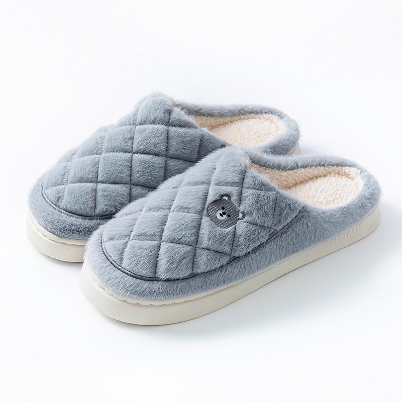 Cartoon pineapple type stepping on shit hair slippers autumn and winter indoor home hotel homestay couple cotton slippers