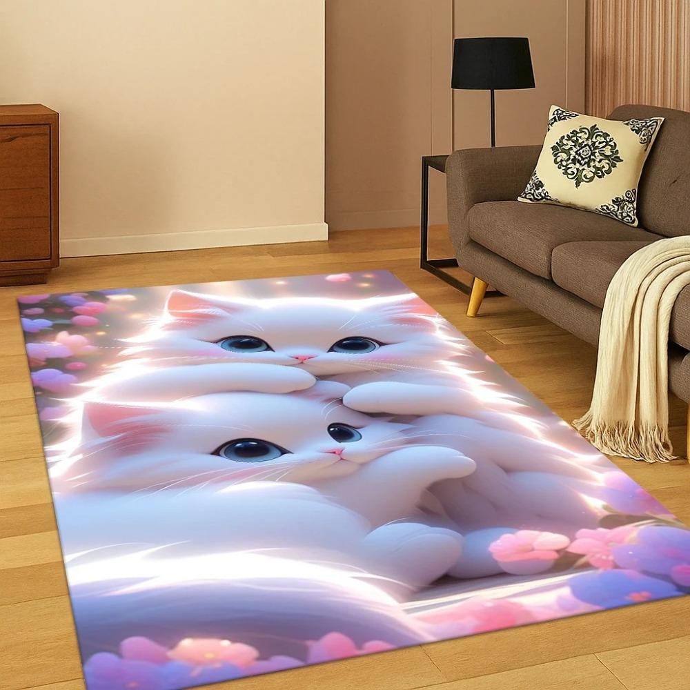 3D Cute Cat Pattern Carpet Rug Floor Mat for Home Bedroom Living Room Sofa Doormat Kitchen Decor Home Living Room Decoration