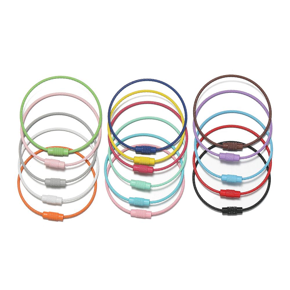 10pcs/Lot Colorful Iron Wire Keychain Cable Loop Screw Lock Rope Key Holder Keyring Key Chain Rings for Jewelry Making Supplies