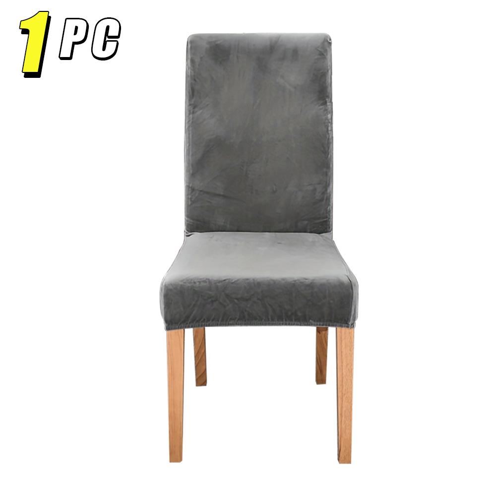 

1/6PC Velvet Soft Dining Chair Covers Stretch Chair Slipcover Protector Solid Color Chair Case Restaurant Kitchen Removable