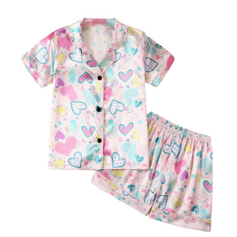 1-8 Years Kids Summer Pajama Set Short Sleeve Shirt and Shorts Loungewear