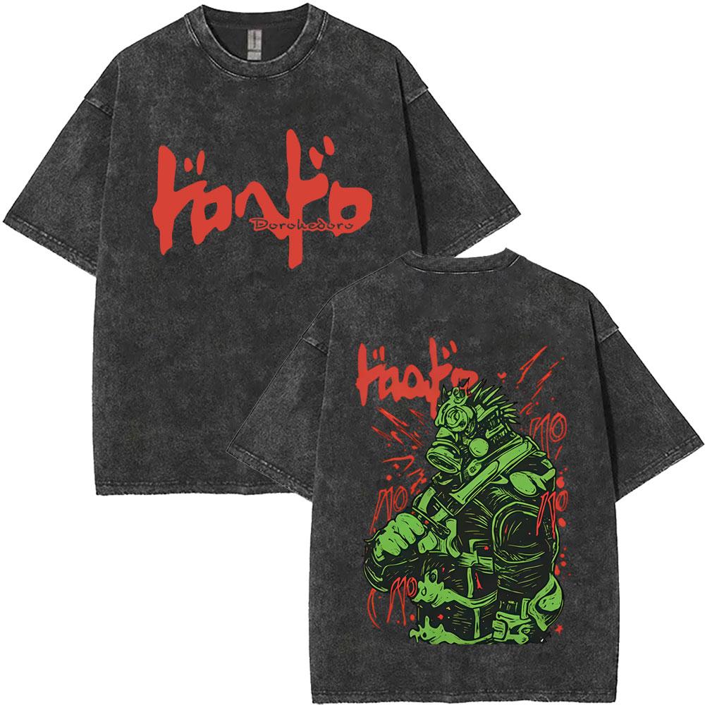 T-shirt Grafiche Vintage Lavate Anime Dorohedoro Kaiman Uomo Donna Gotica Manga Rock T-shirt Maschili T-shirt Oversize Streetwear