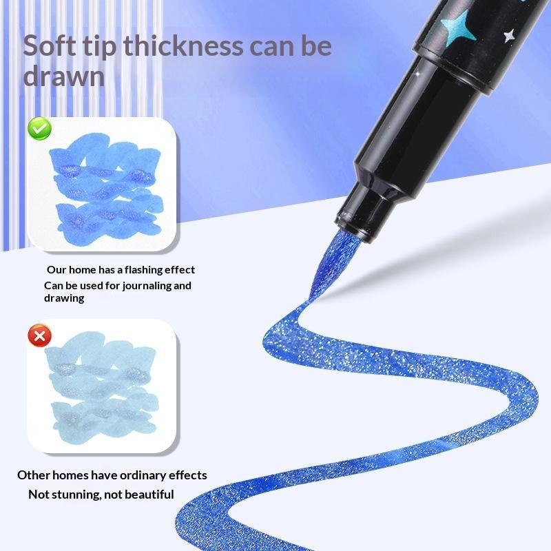 Pennarelli Glitterati a Doppia Punta con Colori Scintillanti Pennini Lisci Perfetti per Scrapbooking e Biglietti