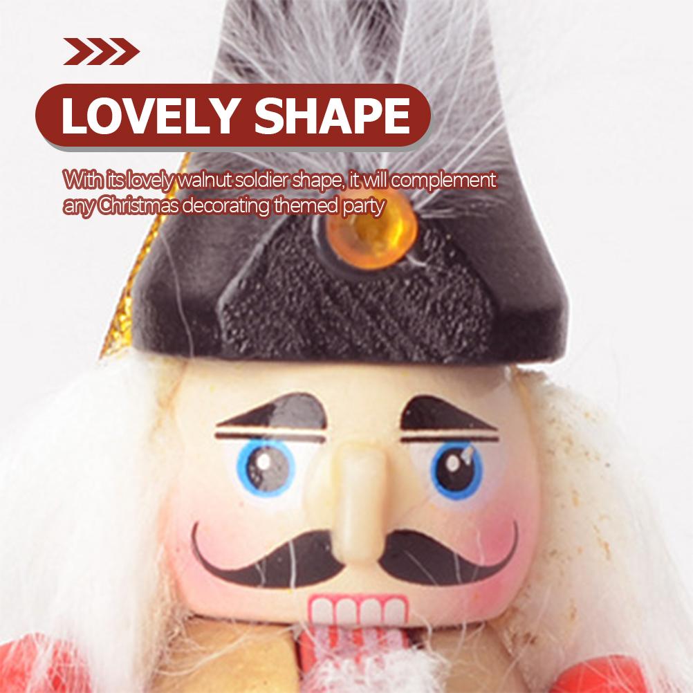 4 Pcs Nutcracker Puppets Christmas Ornaments Pendant Wood Xmas Nutcrackers Tabletop Decorations Pendants Walnut Soldier Wooden