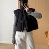 Short Down Cotton Vest for Women Off-season New Loose and Versatile Stand-up Collar Solid Color Sleeveless Vest for Small People