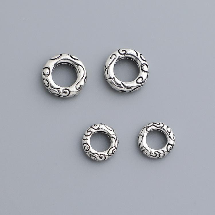 

Браслет из стерлингового серебра 925 пробы в стиле ретро с оксидированным покрытием и бусинами с узором благоприятных облаков Small