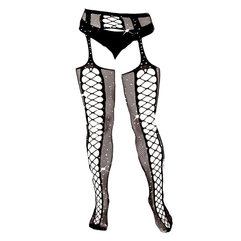 Women Fishnet Stockings Open Crotch Sexy Mesh Socks Hollow Pantyhose