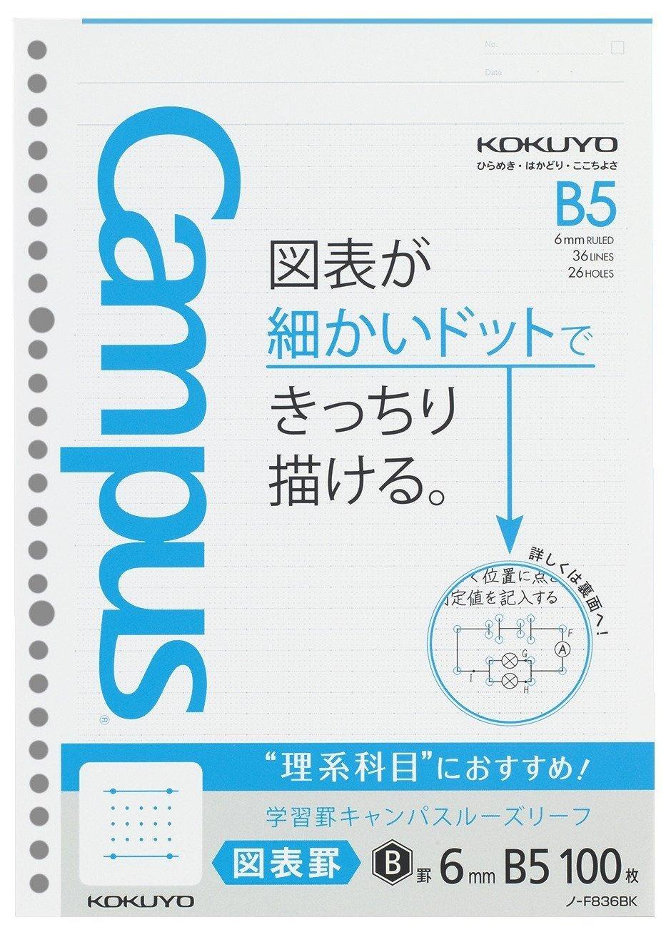 KOKUYO Campus 6mm B5 100 of Loose-Leaf Paper, ruled, size, sheets, NO-F836BK [Set 5]