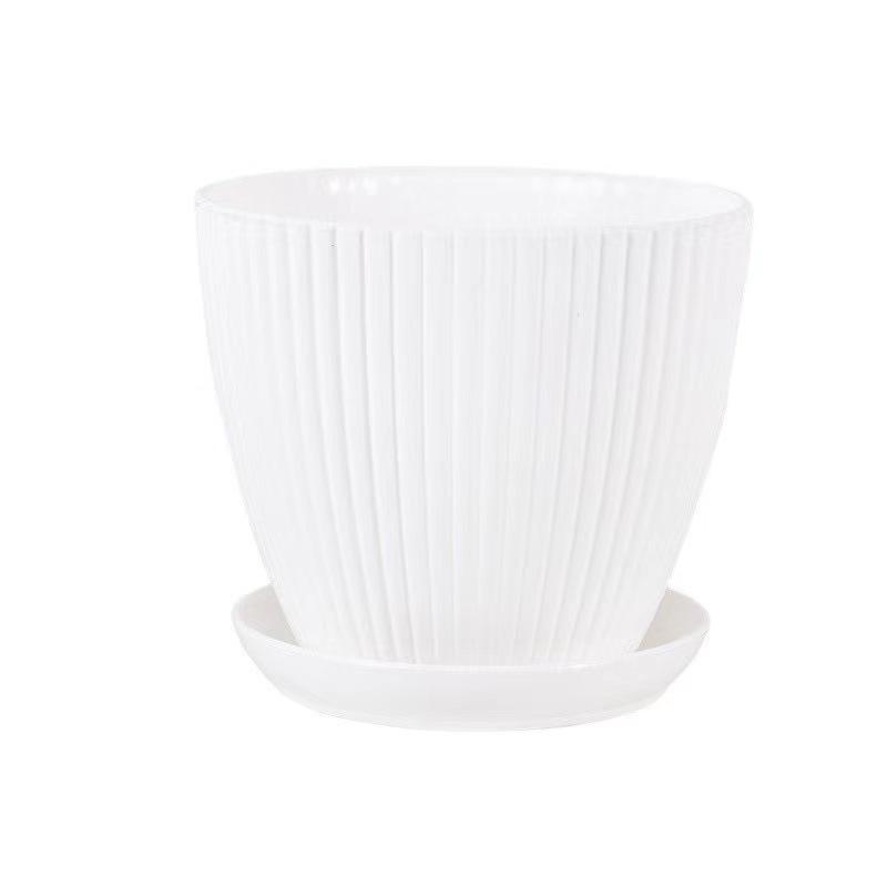 Simple Patterned Vertical Plastic Flower Pot for Balcony & Garden – Green Radish/Rose Design