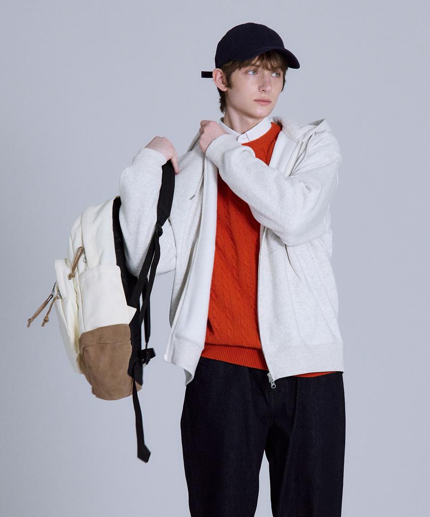 Basic House Uni Basic Brushed Terry Hooded Zip-Up Jumper Oatmeal Lajp7101