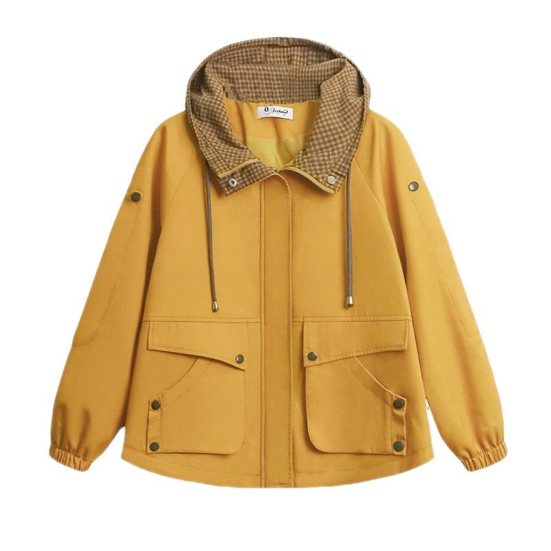 Kurzer Herbst-Trenchcoat für Frauen mit Kapuze, lässig, Übergröße, Windjacke, Oberteile, lockere Frühlingsjacken, weiblich