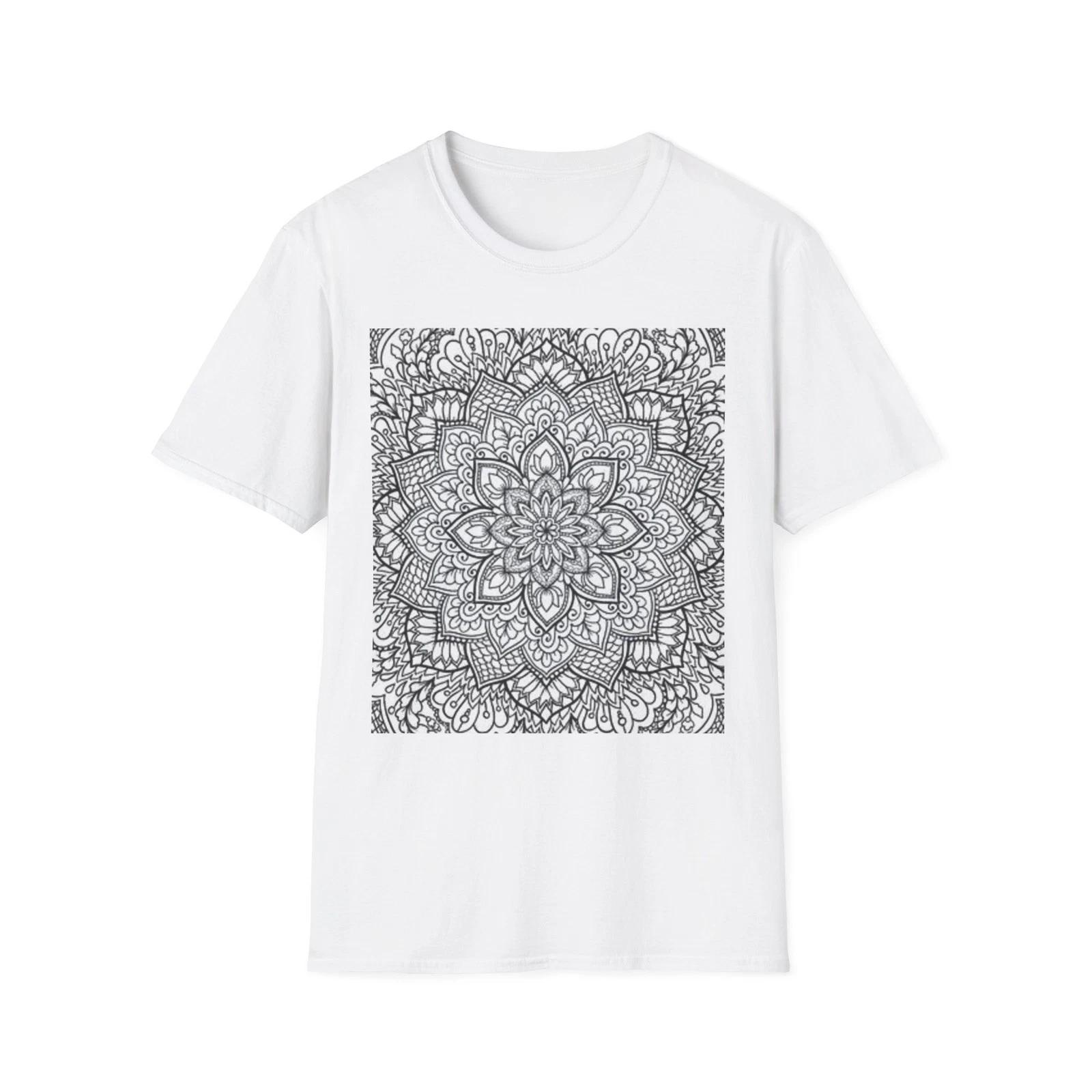 Paint your own shirt Intricate Mandala Illustration T-Shirt | Black Line Art XL