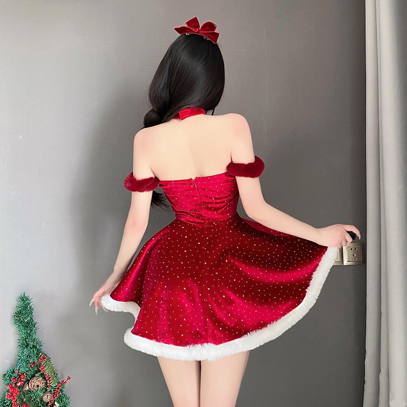 Adult Women Xmas Santa Claus Christmas Red Dress New Year Cosplay Costumes Role Play Outfit