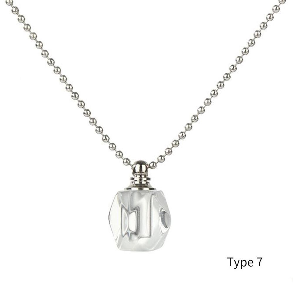 Natural Stone Perfume Bottle Necklace Amethysts Quartz Water Drop Pendant Necklace Crystal Essential Oil Diffuser Vial Jewelry