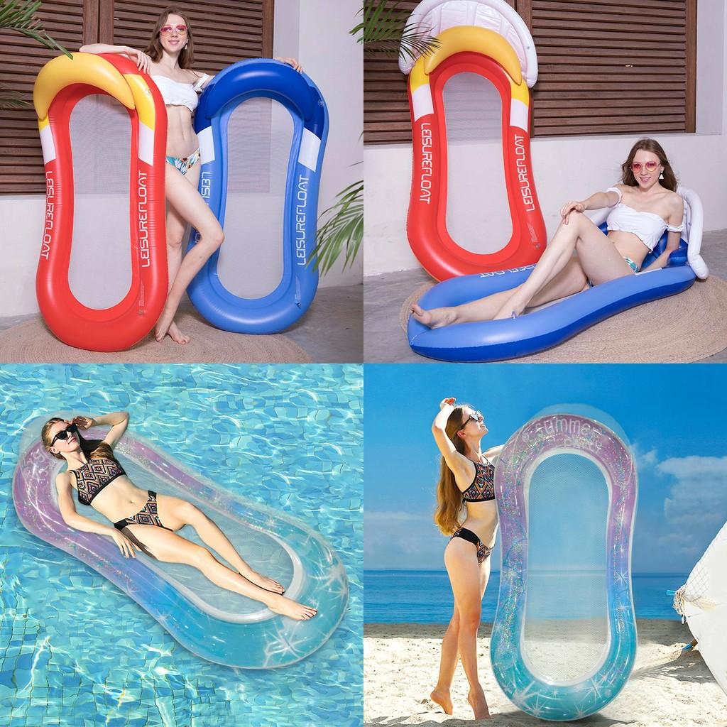 Pool Outdoor Floating Backrest Lounger Thick Mesh Leaves Adult Bed Inflatable