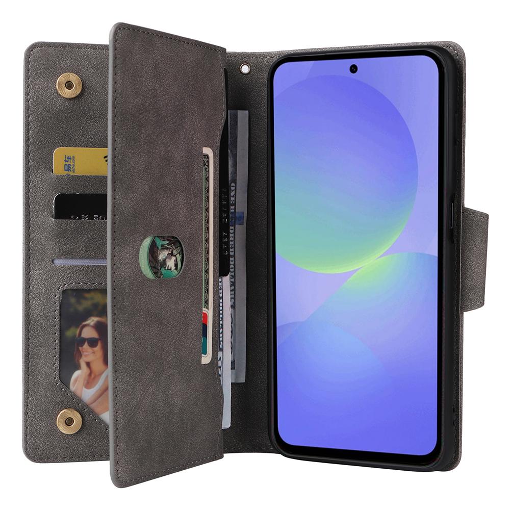 Pro Samsung Galaxy A36 5G Pouzdro Peněženka na zip Kožený Stojánek Kryt na telefon Nýtová dekorace