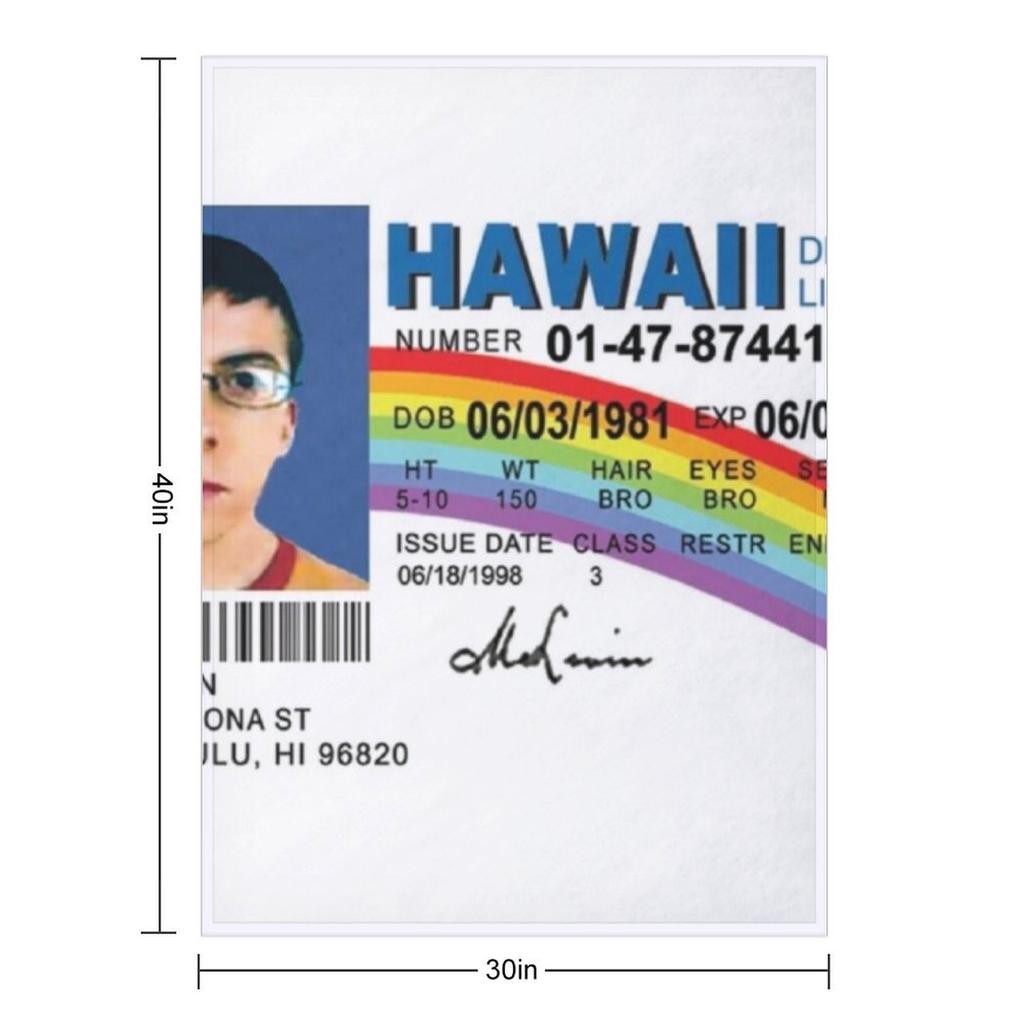 McLovin Fake ID Design Throw Blanket Personalized Gift Plush for winter For Sofa Thin Blankets