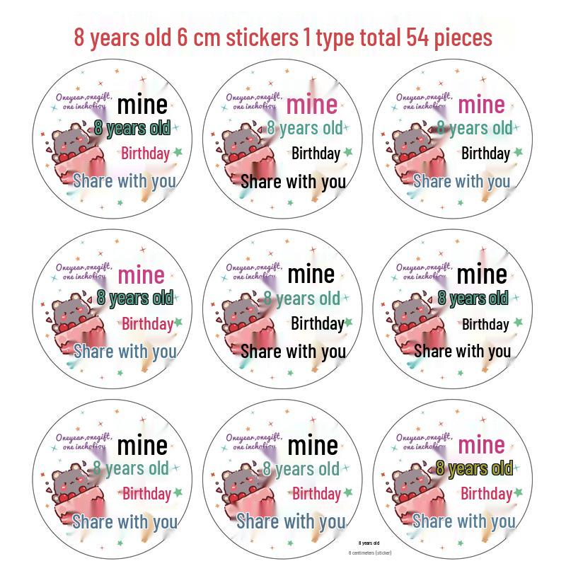 Baby's Double Full Month Happy Sticker for Birthday Party Favors, Gift Bags, and Kindergarten Teachers