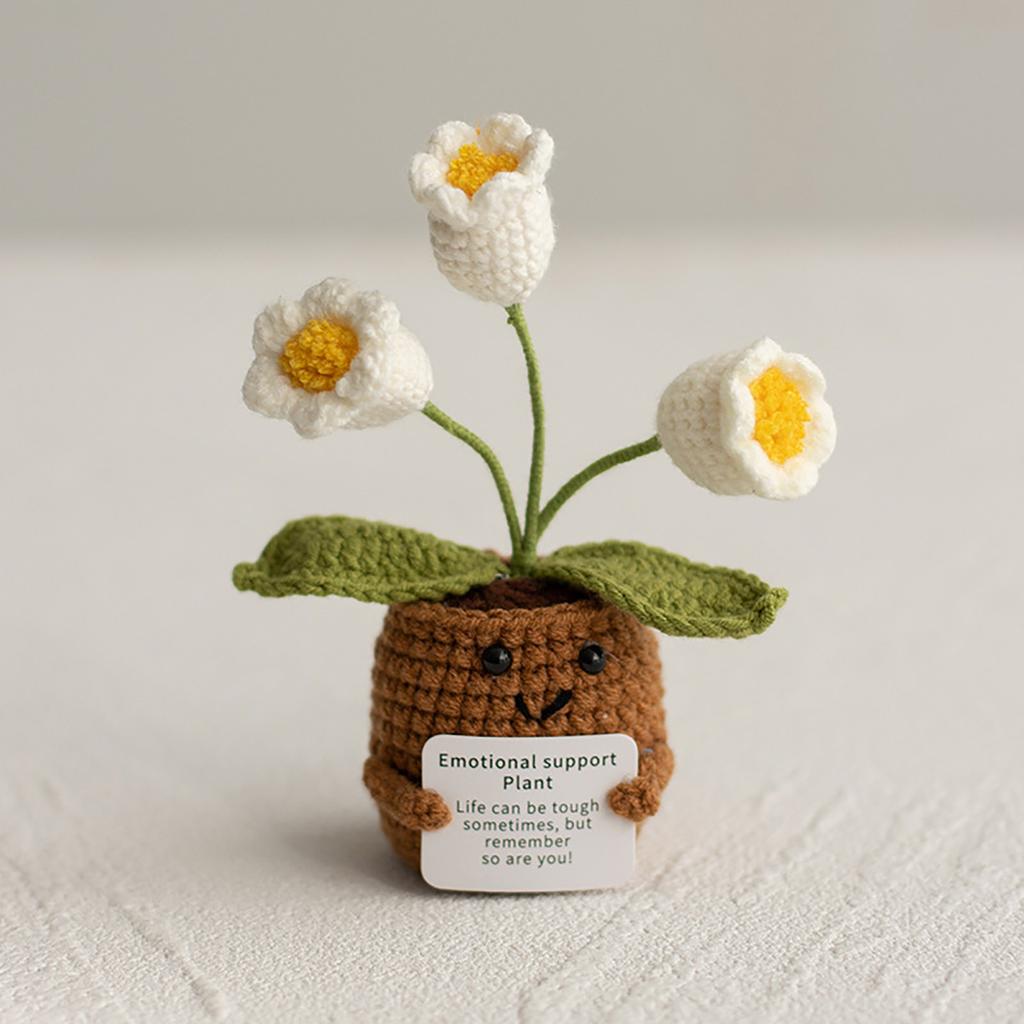 Homemade Crocheted Plant Pots Creative Knitted Pots Cute Positive Encouragement Pots