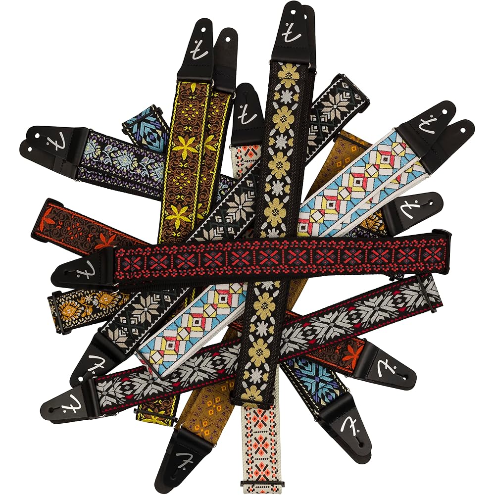 Fender Canadian Musical Instrument Strap Pasadena Woven Strap, Yellow Lotus, 2"