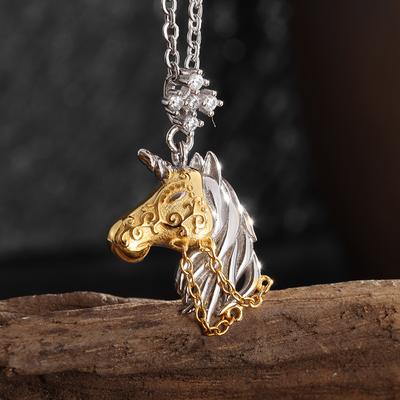 Gold Mask Unicorn Pendant Necklace Fashion Luxury Necklace Collarbone Chain