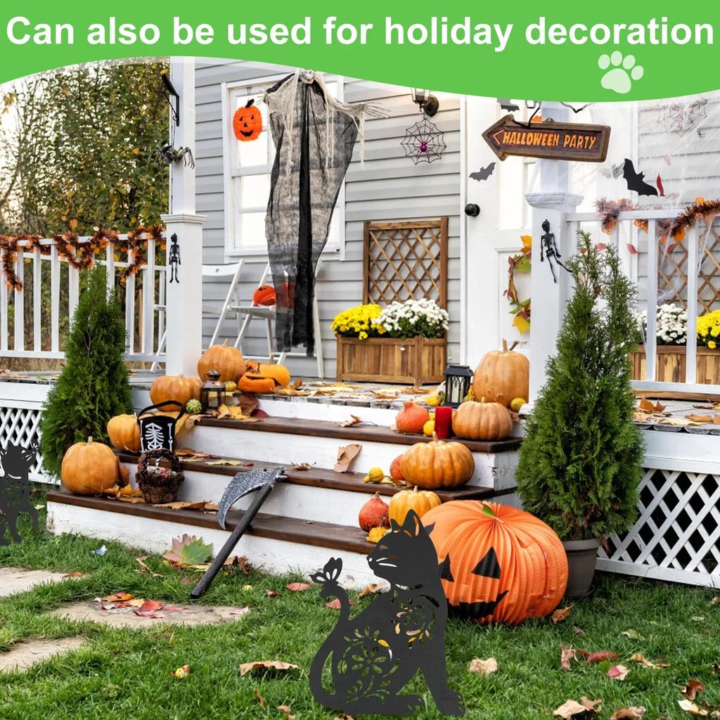 8/2PCS Metal Dog Garden Decor for Outside Decorative Garden Stakes Black Dog Silhouette Yard Art Decor Outdoor Decorations