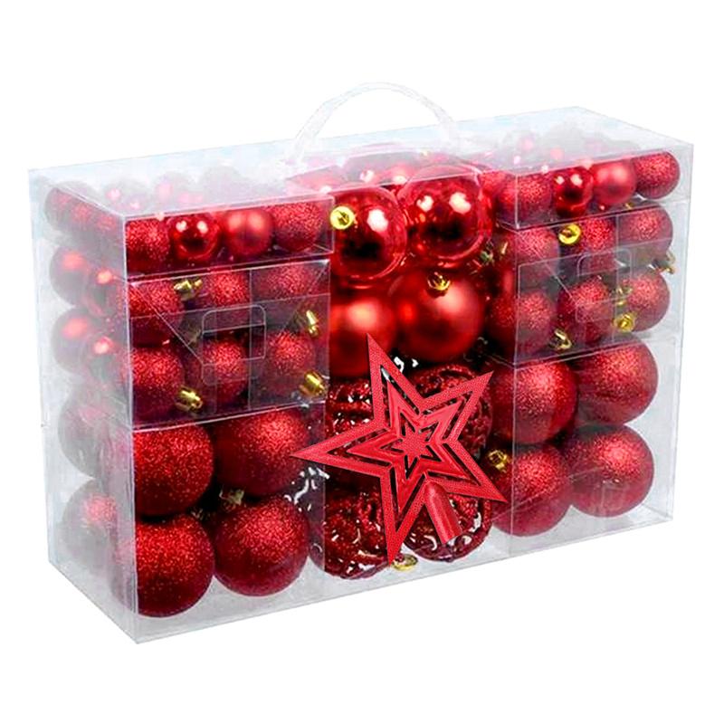 101Pcs Christmas Balls Christmas Tree Ornaments Top Star Xmas Hanging Tree Pendants Home Party Xmas Tree Decor New Year Gifts