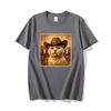 Funny Cowboy Cat Meme T Shirt Unisex Western Graphic Tee Weird Cat Lover Tshirts Retro Meme T Shirts Casual Round Neck Printed Tops