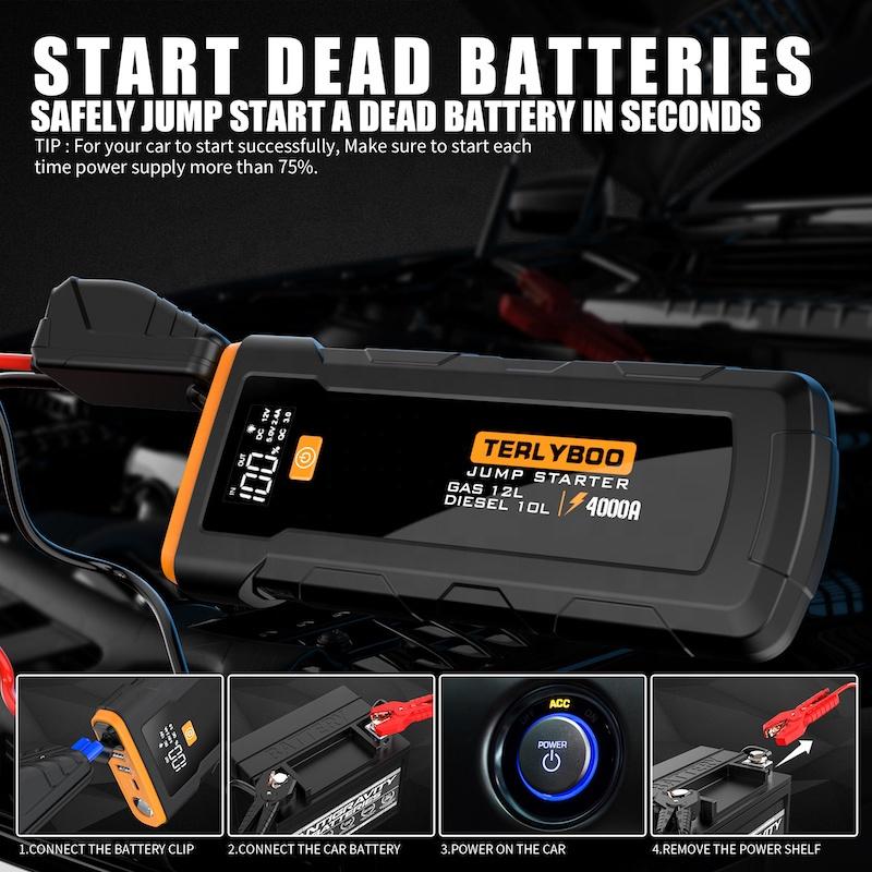 4000A 12V Battery Car Power Bank Jump Starter Portable Car Jump Starter