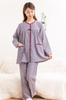 Eye Cotton Double Gauze Long Sizes 33033 K's Women's 100% Open-Front Pajamas, Sleeve, S/M/L/LL/3L, (Brown, M)