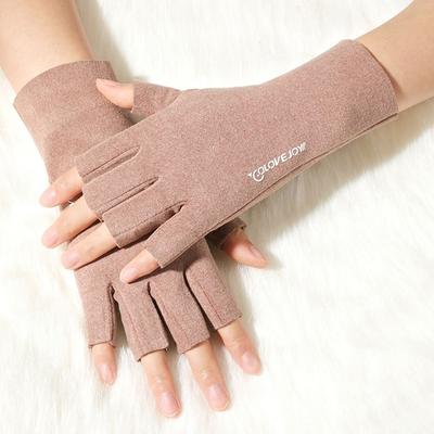 Velvet Touchscreen Half Finger Gloves Autumn Winter Solid Color Gloves Semi-Finger Short Mittens Gloves