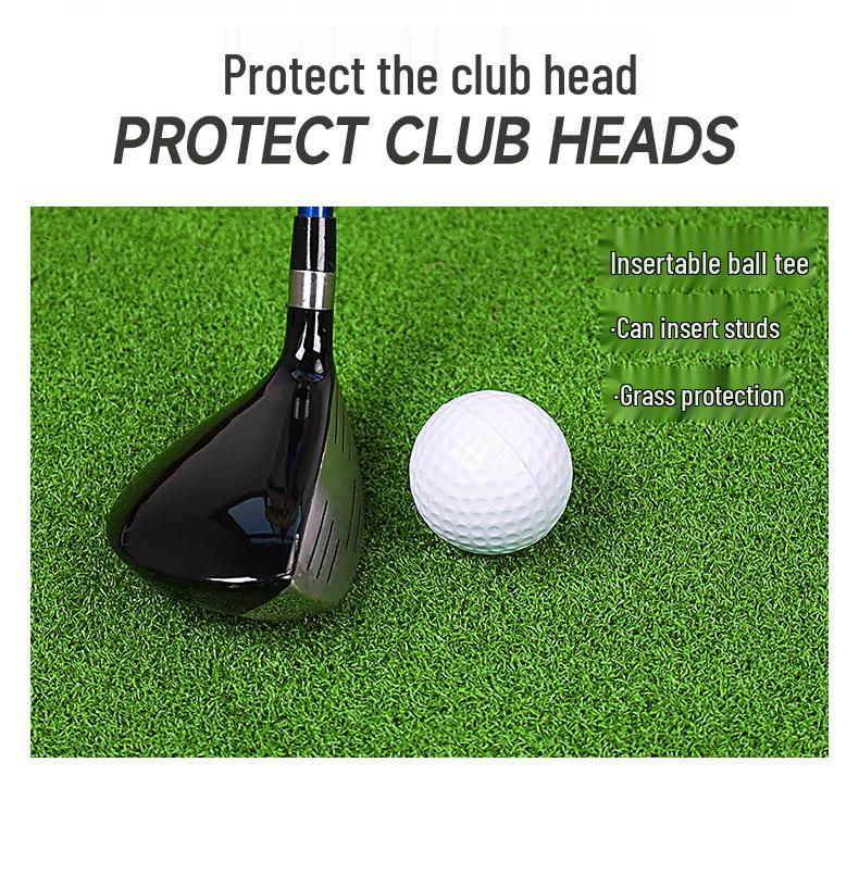 2-in-1 Golf Practice Mat with Tee Hole & Nylon Turf for Outdoor Swing Training