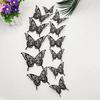 12Pcs/Set Wall Sticker 3D Hollow Butterfly Design Lightweight Easy Installation Home Decals Bedroom Living Room Birthday Party Decor