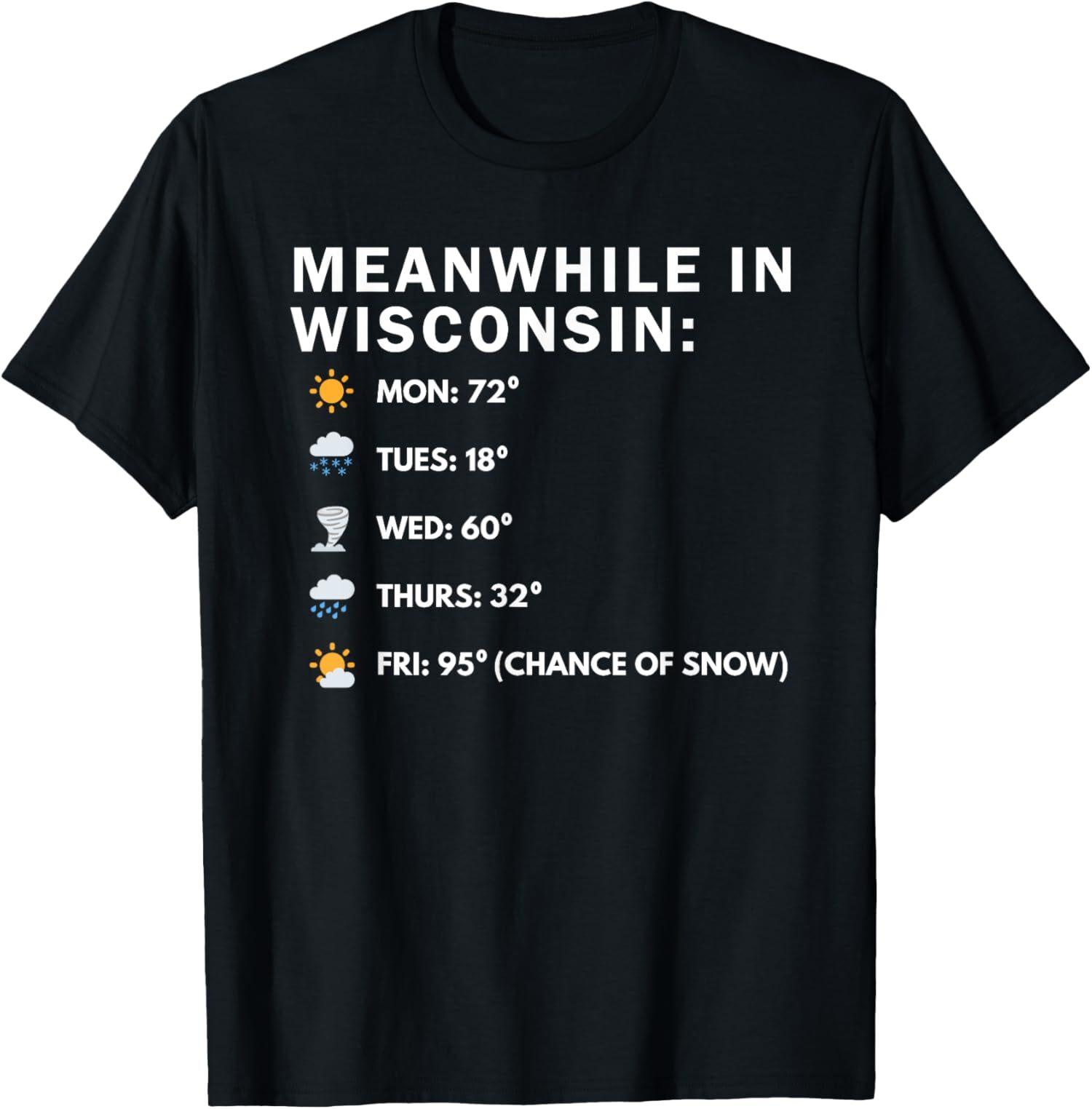 Wisconsin Weather Humor: Meanwhile in Wisconsin Funny Unisex T-Shirt S разноцветный