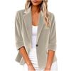 Women's Corduroy Blazers Business Casual 3/4 Sleeve Jackets Open Front Lapel Collar Button Work Suit Coat