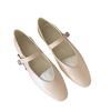 Leather French retro round head white Mary Jane women's shoes temperament shallow mouth versatile single shoes women's flat bottom