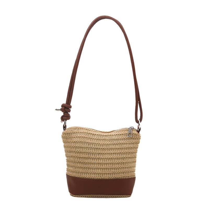 

Women s bag popular spring and summer new small bag woven shoulder messenger bag casual hand-woven versatile fashion seaside bag коричневый