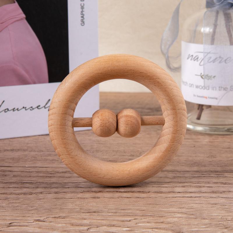 Paint-Free Beech Baby Rattle Toy Rattle Can Bite Newborn Babies 0-1 Years Old Wooden Toy Gift Box