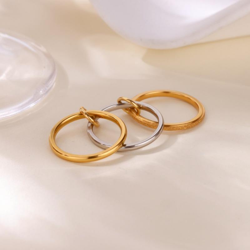 Stainless steel stacked three-ring plain ring ring women's personality ring titanium steel hand jewelry rings