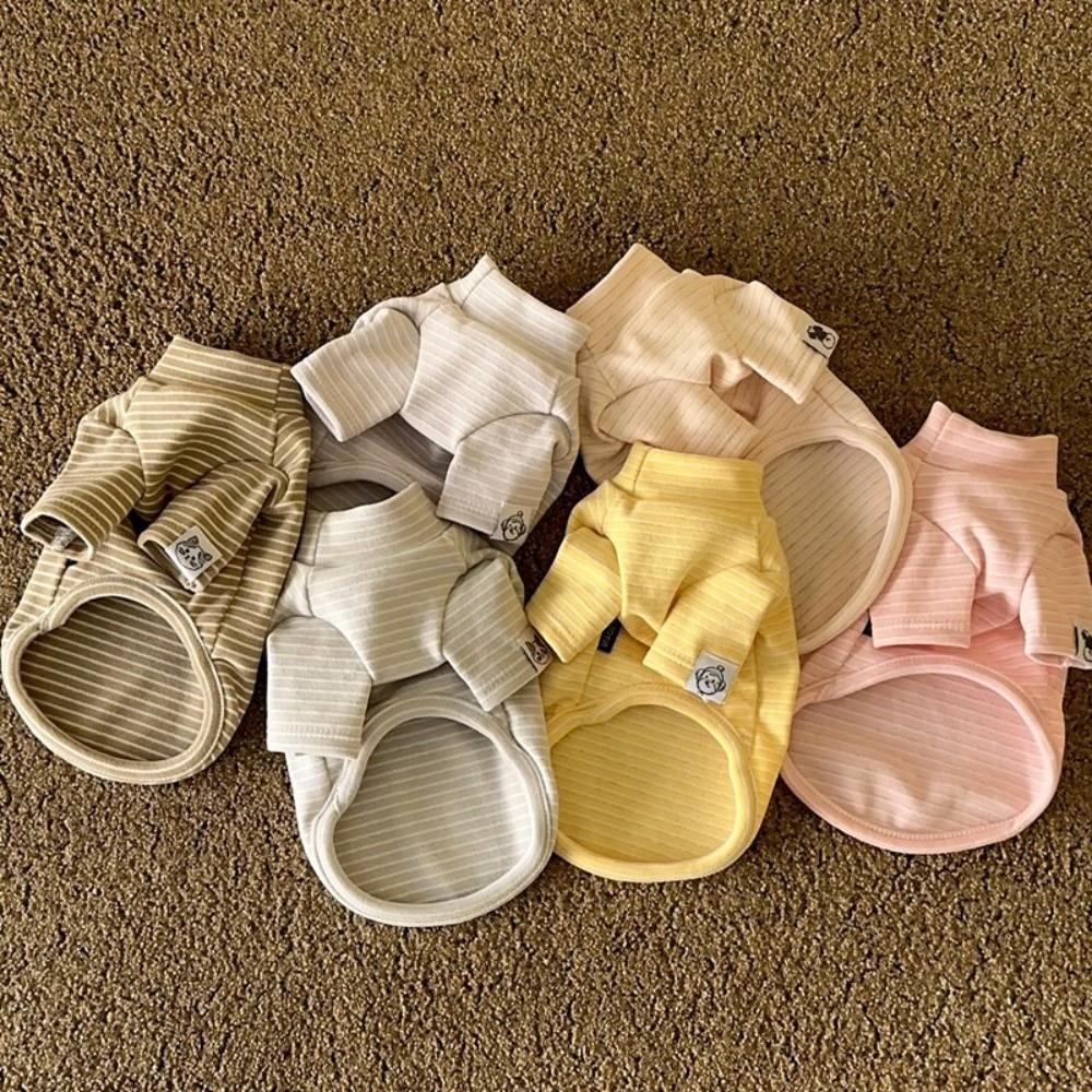 Polyester Puppy Hoodies Stripped Pattern Pet Clothing New Dog T-Shirts Pet Supplies