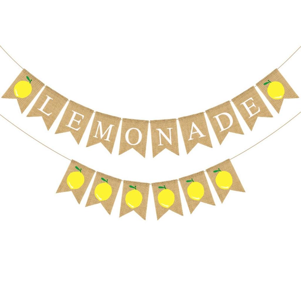 Baby Shower Backdrop Summer Hanging Lemon Bunting Garland Banner Party Decoration Flag Layout