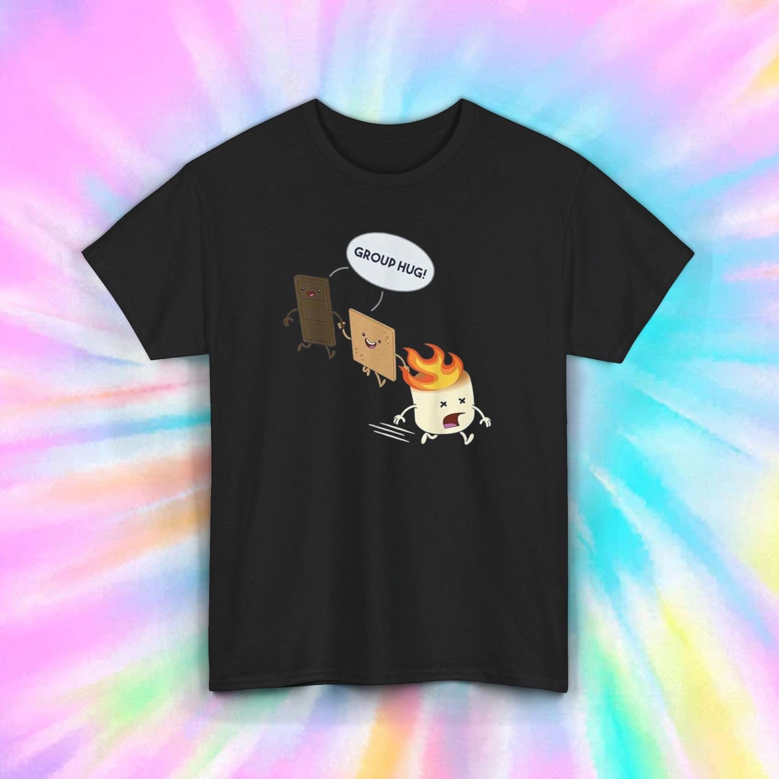 Funny Campfire S mores T-Shirt | Group Hug Graphic Tee | Camping Humor Shirt L